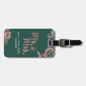 Chic-Smaragdgrün-Rosen-Goldblumenherr und -frau Gepäckanhänger (Vorderseite horizontal)