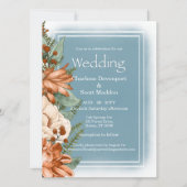 Chic Smokey Blue Orange Cream Florals Wedding (Vorderseite)