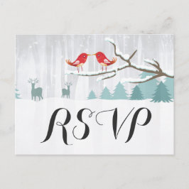 Chic Snow Wonderland Bird Deer Winter Wedding UAWG Einladungspostkarte