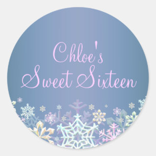 Chic Snowflake Blue Sweet 16 Aufkleber