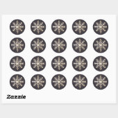 Chic Snowflake Holiday Round Sticker (Blatt)