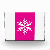 Chic Snowflake Vertikal Bright Pink White Stripes Fotoblock (Vorderseite)