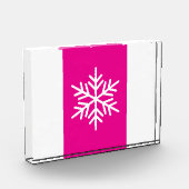 Chic Snowflake Vertikal Bright Pink White Stripes Fotoblock (Links)