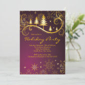 Chic Snowflakes Christmas Trees Holiday Party Einladung (Stehend Vorderseite)