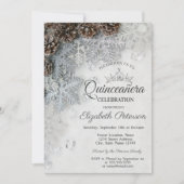 Chic Snowflakes Pine Cones Quinceañera  Einladung (Vorderseite)