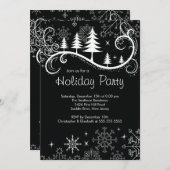 Chic Snowflakes Weihnachtsbaume Weihnachtsfeier Einladung (Vorne/Hinten)