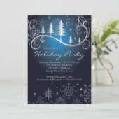 Chic Snowflakes Weihnachtsbaumen Feiertag Party Einladung (Stehend Vorderseite)