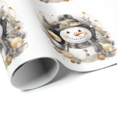 Chic Snowman: Black and Gold Holiday Charm Geschenkpapier (Rolleneckpunkt)