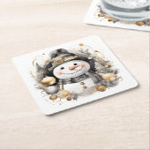 Chic Snowman: Black and Gold Holiday Charm Rechteckiger Pappuntersetzer (angewinkelt)