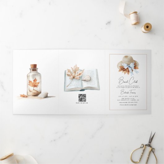 Chic Social Beach Club Autumn Bachelorette Weekend Dreifach Gefaltete Einladung (Außenbereich)