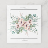 Chic Soft Blush Pink Blumengrün Hochzeit Platzkarte (Außenseite Aufgefaltet)