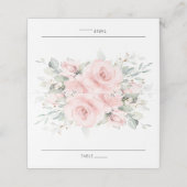 Chic Soft Blush Pink Floral Wedname Platzkarte (Außenseite Aufgefaltet)