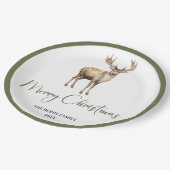 Chic Soft Earth Tone Christmas Personalized Dinner Pappteller (Schrägansicht)