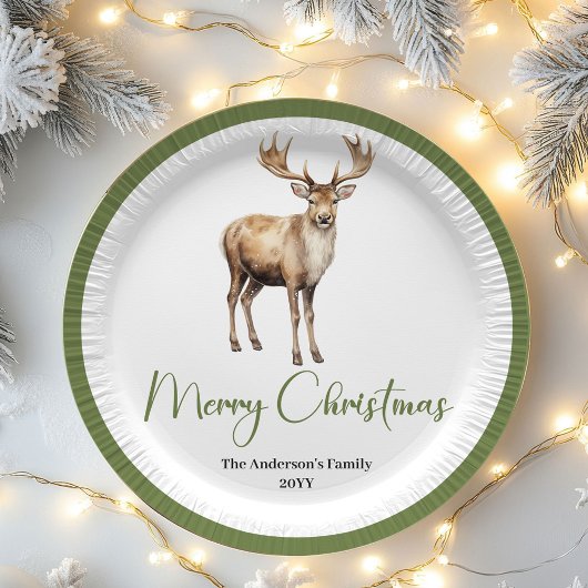 Chic Soft Earth Tone Christmas Personalized Dinner Pappteller