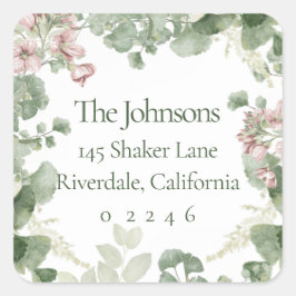 Chic Soft Gerahmte Rücksendeadresse Quadratischer Aufkleber