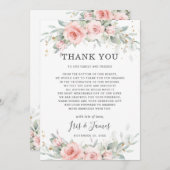 Chic Soft Hued Blush Pink Blumengrün Hochzeit Dankeskarte (Vorne/Hinten)