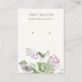 Chic Soft Lilac Watercolor Floral Earring Display Visitenkarte (Vorderseite)