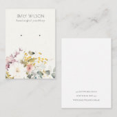 Chic Soft Pastel Watercolor Floral Earring Display Visitenkarte (Vorne/Hinten)