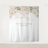 Chic Soft Pastellrosa Rosen Hochzeitslandschaft Wandteppich (Vorderseite)