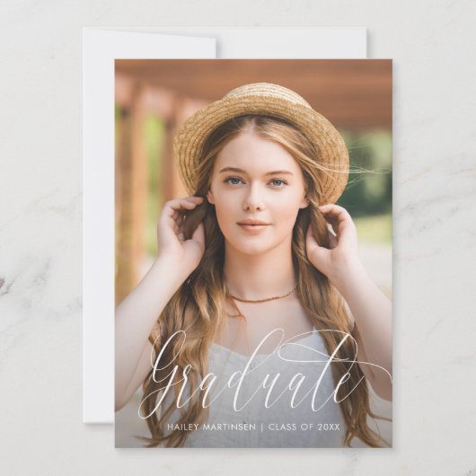 Chic Soft Peach Foto Graduation Party Einladung (Vorderseite)