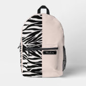 Chic Soft Peach Schwarz-Weiß Zebra Print Teens Bedruckter Rucksack (Vorderseite)