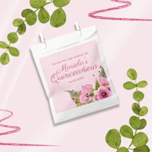 Chic Soft Pink Textured Pink Poppies Quinceañera