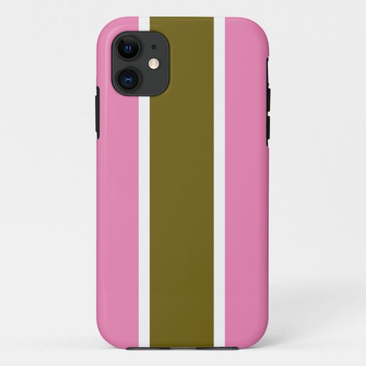 Chic Soft Pink White Golden Olive Racing Streifen Case-Mate iPhone Hülle (Rückseite)