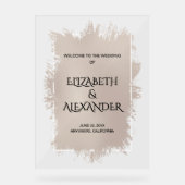 Chic Soft Taupe Splash Hochzeit Willkommen Acrylschild (Vorderseite)