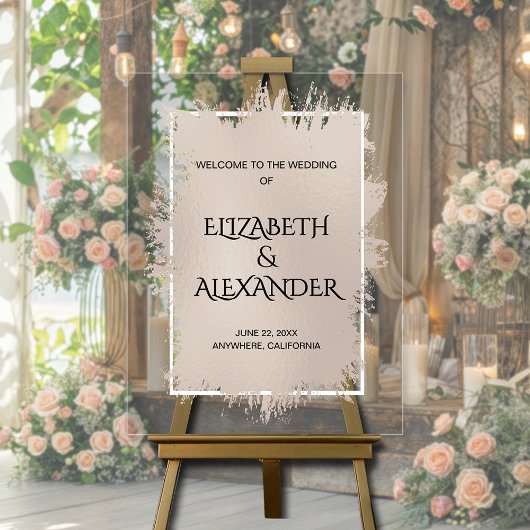 Chic Soft Taupe Splash Hochzeit Willkommen Acrylschild