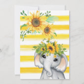 Chic Sonnenblume Elephant Girl Baby Dusche Einladu Einladung (Rückseite)