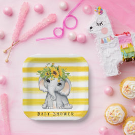 Chic Sonnenblume Elephant Stripes Babydusche Pappteller