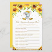 Chic Sonnenblumen Elefant, der Mommy Best Game ken (Vorne/Hinten)