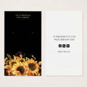 Chic Sonnenblumen Gold Black Earring Display Cards (Vorne & Hinten)