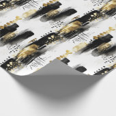 Chic Sophisticated Black and Gold Stroke Abstract Geschenkpapier (Ecke)