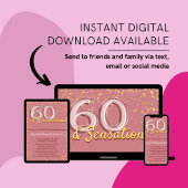 Chic Sophisticated Rose Gold Glitzer 60. Geburtsta Einladung