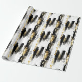 Chic Sophisticated Schwarz und Goldstrich Abstrakt Geschenkpapier (Ungerollt)