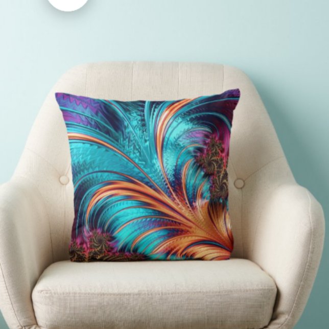 Chic Sophisticous Feather Aqua Amber Throw Kissen (Von Creator hochgeladen)