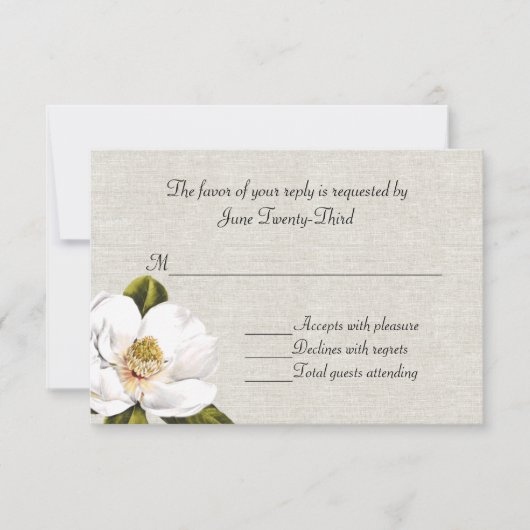 Chic Southern Magnolias Wedding RSVP Response (Vorderseite)
