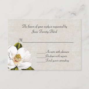 Chic Southern Magnolias Wedding RSVP Response Karte