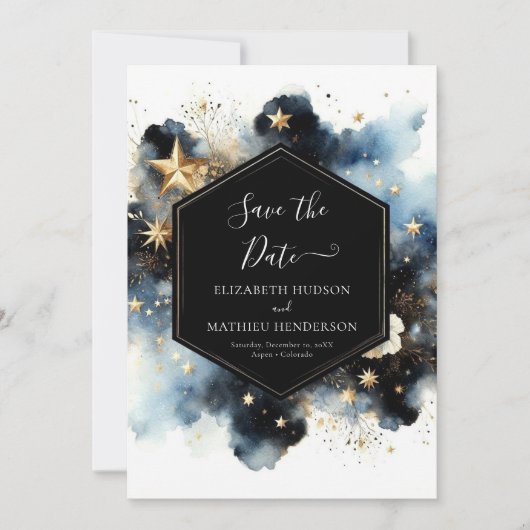 Chic Space Celestial Wedding Save The Date (Vorderseite)