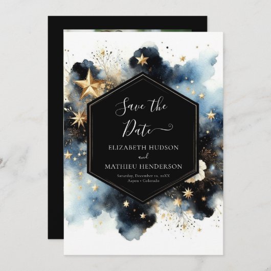 Chic Space Celestial Wedding Save The Date (Vorne/Hinten)