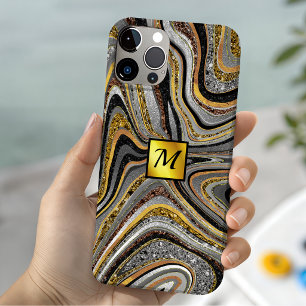 Chic Sparkle Glitter Marmor Kunst grau goldenes Mo Case-Mate iPhone Hülle