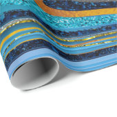 Chic Sparkle Glitzer Marmor Art Blue Gold Geschenkpapier (Rolleneckpunkt)