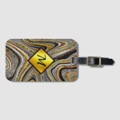 Chic Sparkle Glitzer Marmor Art Graugold Monogramm Gepäckanhänger (Vorderseite (Horizontal))