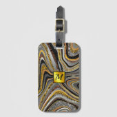 Chic Sparkle Glitzer Marmor Art Graugold Monogramm Gepäckanhänger (Vorderseite Vertikal)