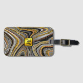 Chic Sparkle Glitzer Marmor Art Graugold Monogramm Gepäckanhänger (Vorderseite (Horizontal))