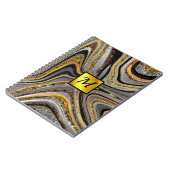 Chic Sparkle Glitzer Marmor Art Graugold Monogramm Notizblock (Linke Seite)