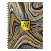 Chic Sparkle Glitzer Marmor Art Graugold Monogramm Notizblock (Vorderseite)