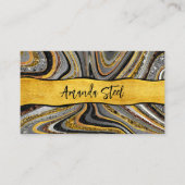 Chic Sparkle Glitzer Marmor Art Graugold Monogramm Visitenkarte (Vorderseite)