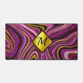 Chic Sparkle Glitzer Marmor Art pink gold monogram Schreibtischunterlage (Vorderseite)